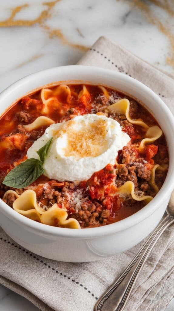 Crockpot Lasagna Soup with Ricotta