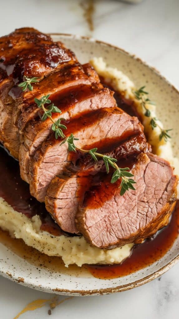 Crockpot Pork Tenderloin with Red Wine Gravy