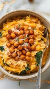 Roasted Butternut Squash Orzo with Crispy Chickpeas