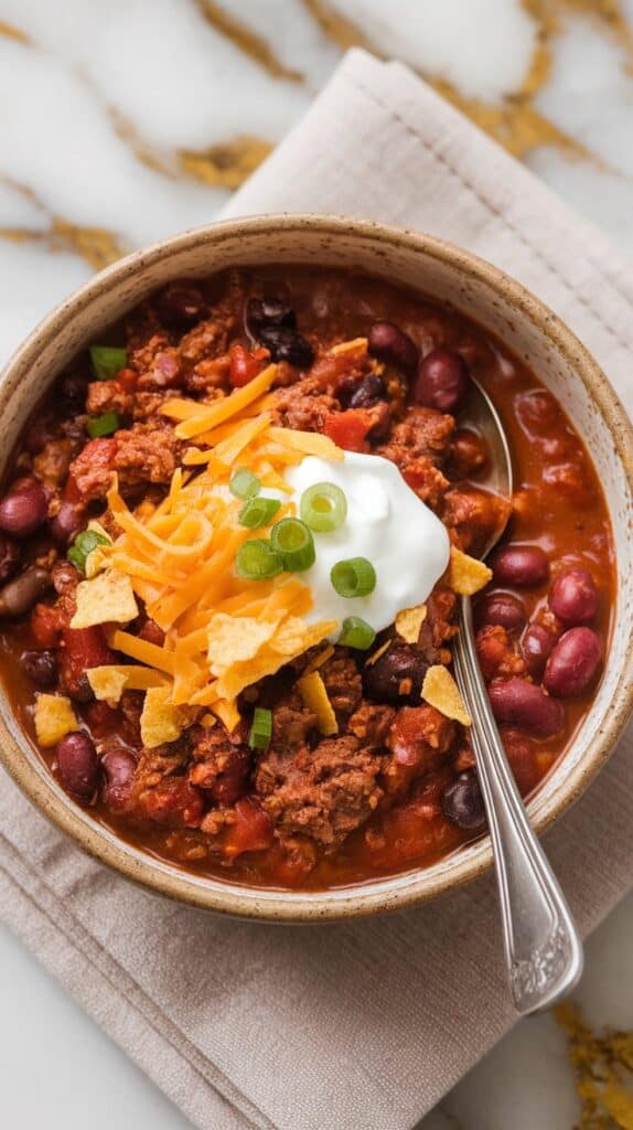 Crockpot Ground Beef & Bean Chili