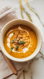Pumpkin Wild Rice Soup with Fresh Thyme