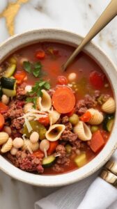 Crockpot Ground Beef Minestrone Soup
