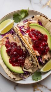 Cranberry & Turkey Tacos with Creamy Slaw and Avocado
