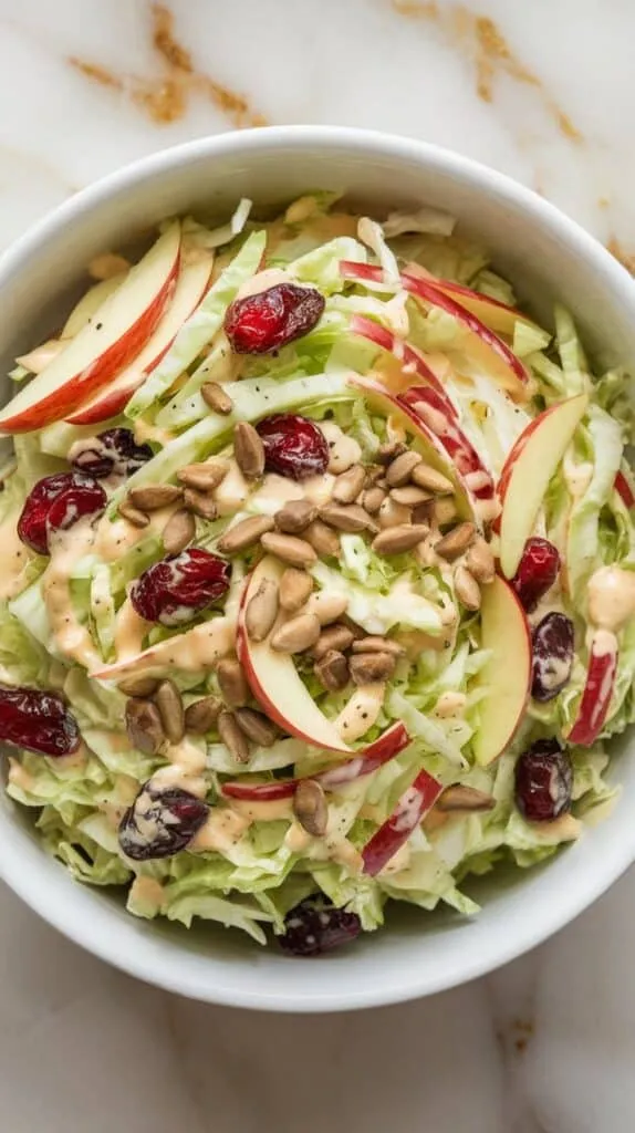 Apple Cranberry Coleslaw with Toasted Sunflower Seeds