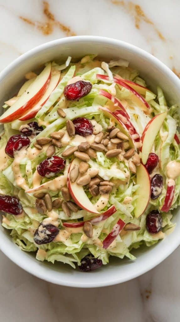 Apple Cranberry Coleslaw with Toasted Sunflower Seeds