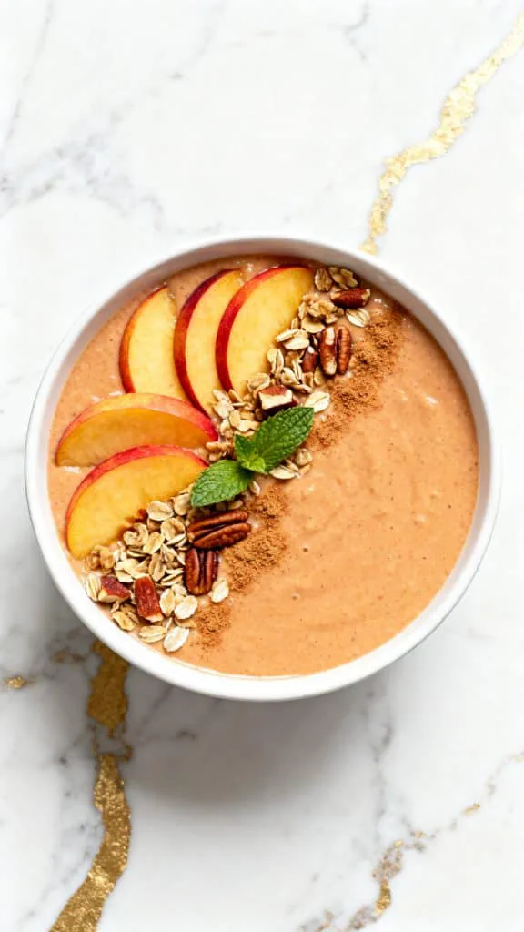 Peach Cobbler Cottage Cheese Smoothie Bowl