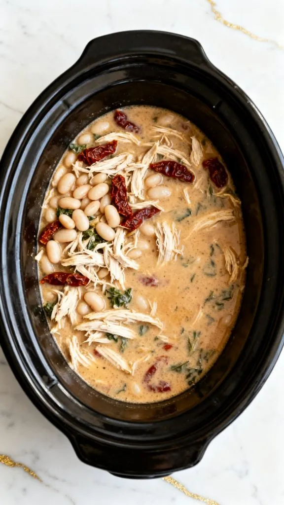Crockpot Tuscan Chicken White Bean Soup