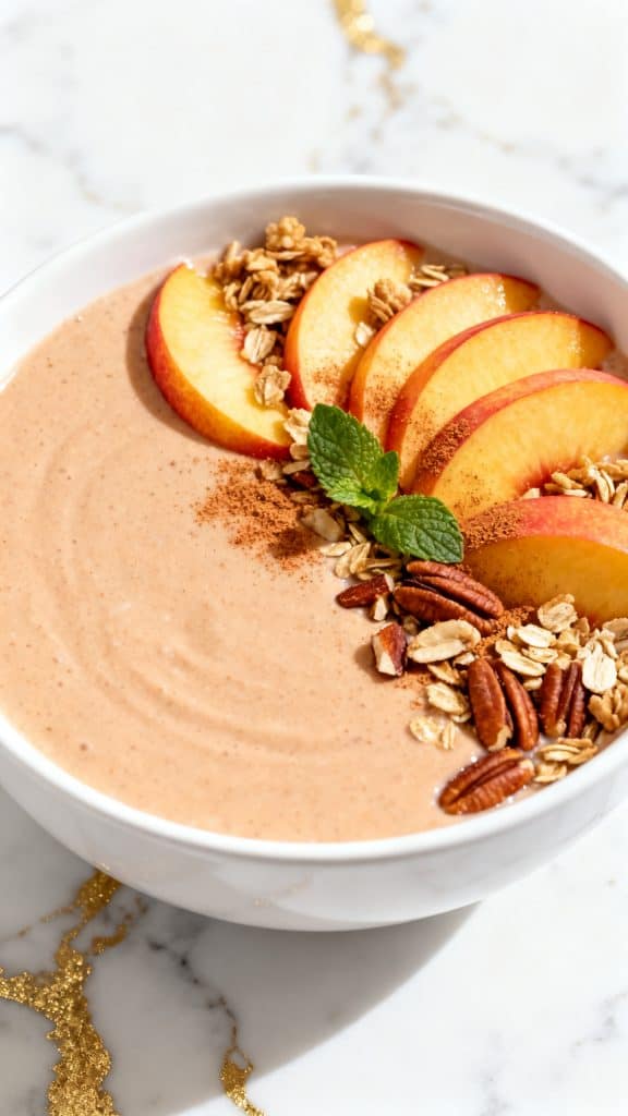 Peach Cobbler Cottage Cheese Smoothie Bowl