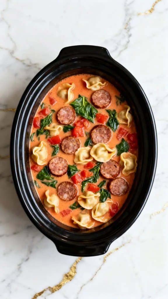 Crockpot Sausage Tortellini Soup