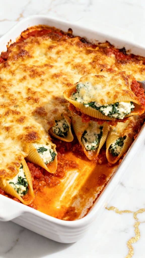 Cottage Cheese and Spinach Stuffed Shells Bake