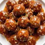 Crockpot Apple Cider Glazed Meatballs