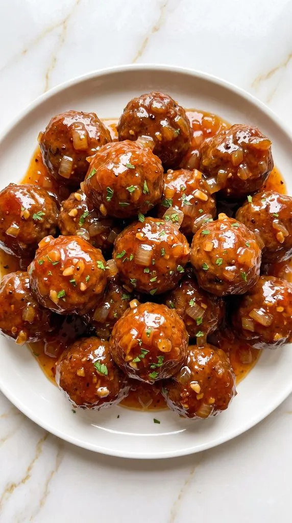 Crockpot Apple Cider Glazed Meatballs