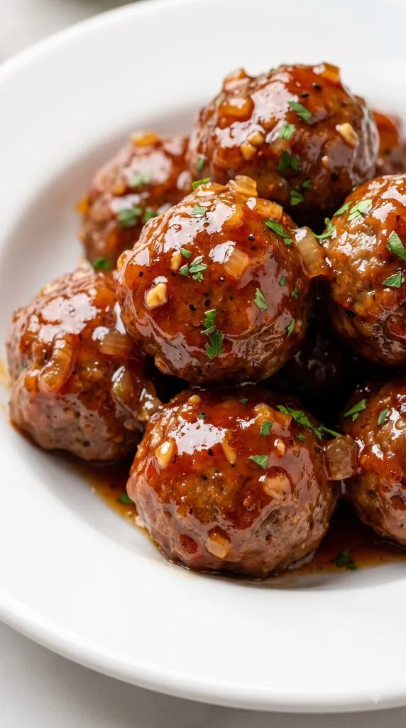 Crockpot Apple Cider Glazed Meatballs