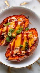 BBQ Chicken Stuffed Sweet Potatoes