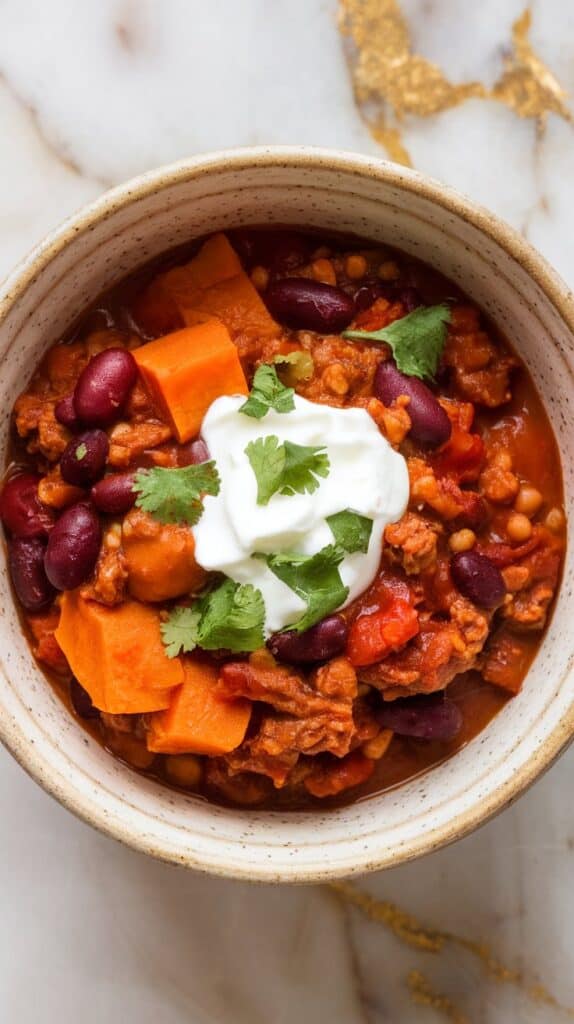 Crockpot Sweet Potato Turkey Chili
