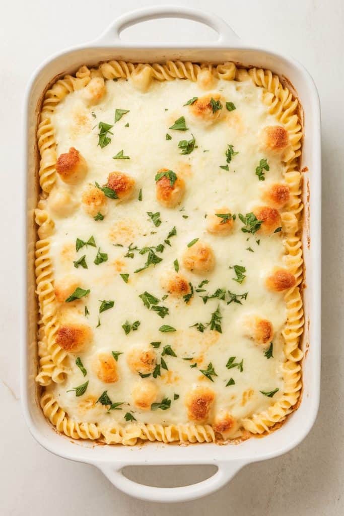 Cottage Cheese Alfredo Pasta Bake