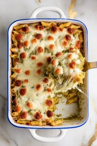 Cottage Cheese and Pesto Pasta Bake