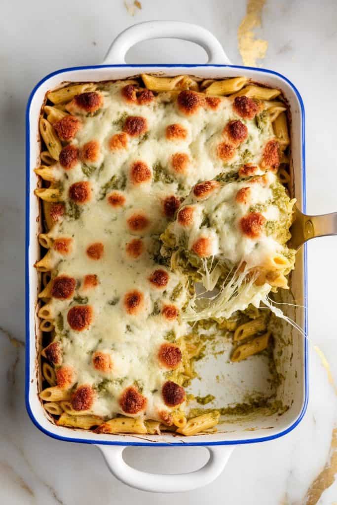 Cottage Cheese and Pesto Pasta Bake