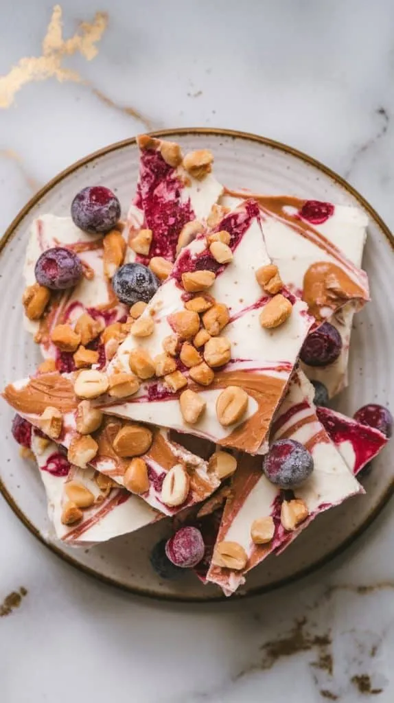 PB+J Frozen Cottage Cheese Bark