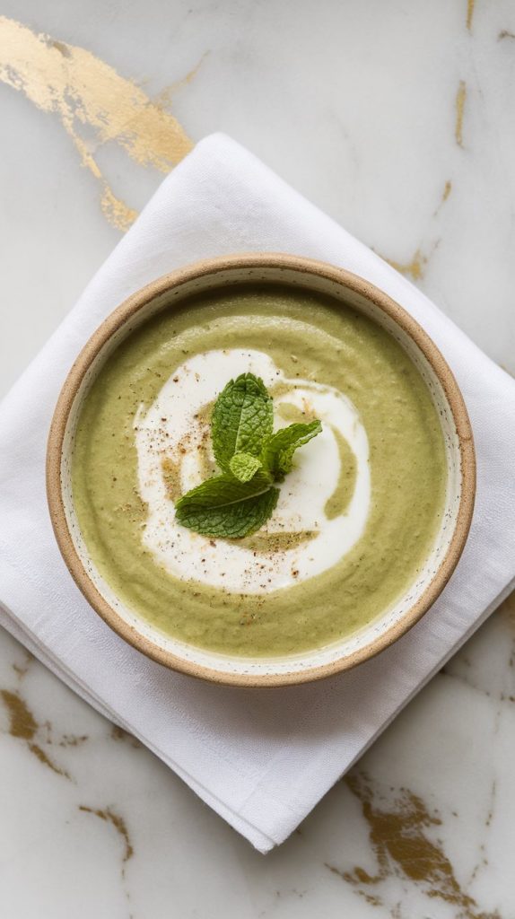 Cottage Cheese Green Pea Mint Soup