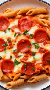 Cottage Cheese Pizza Pasta Bake