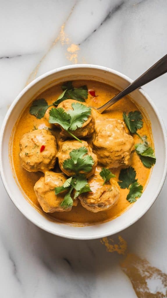 Crockpot Coconut Curry Chicken Meatballs