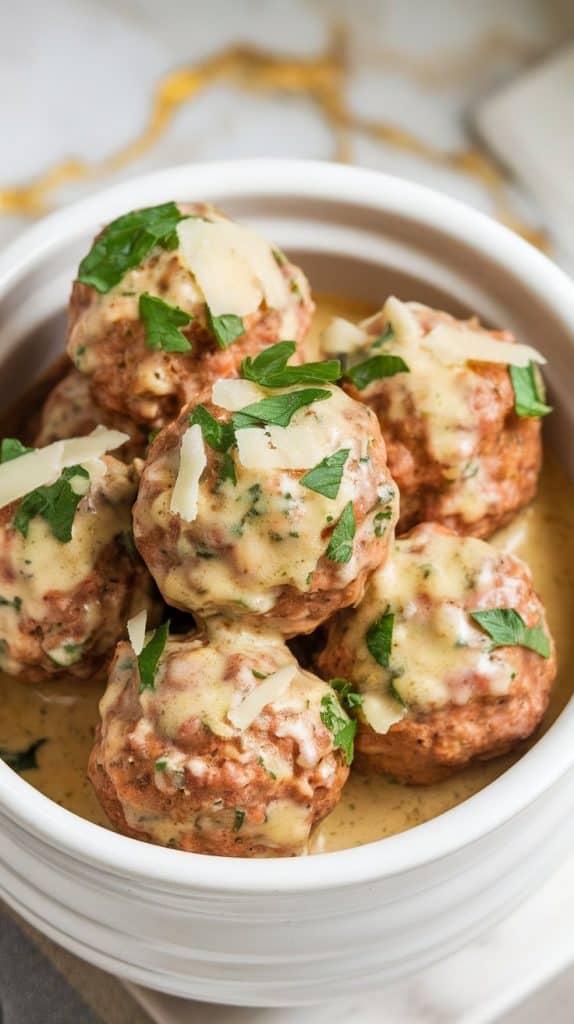 Crockpot Garlic Parmesan Meatballs