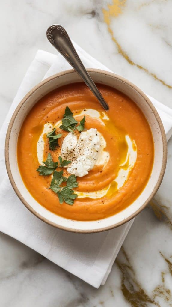 Cottage Cheese Carrot Ginger Soup