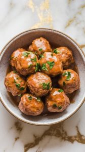 Crockpot Apple Cider Glazed Meatballs