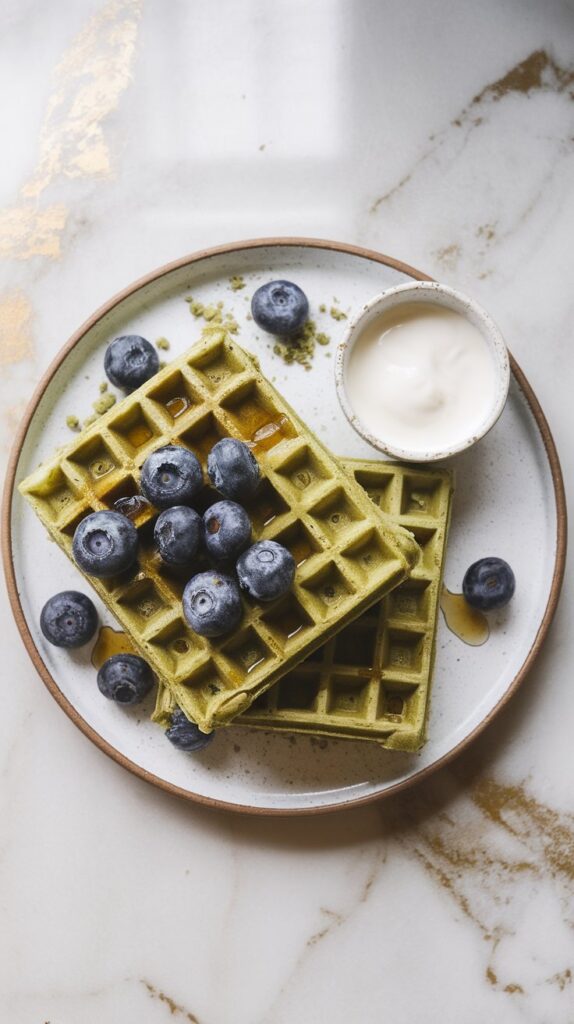 Matcha Cottage Cheese Protein Waffles