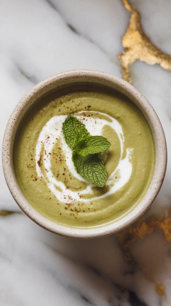 Cottage Cheese Green Pea Mint Soup