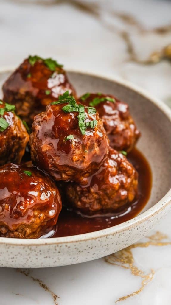 Crockpot Brown Sugar Bourbon Meatballs