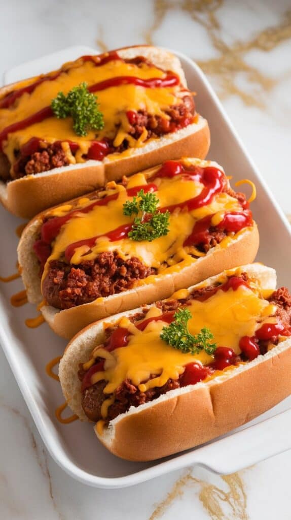 Oven-Baked Chili Cheese Dogs