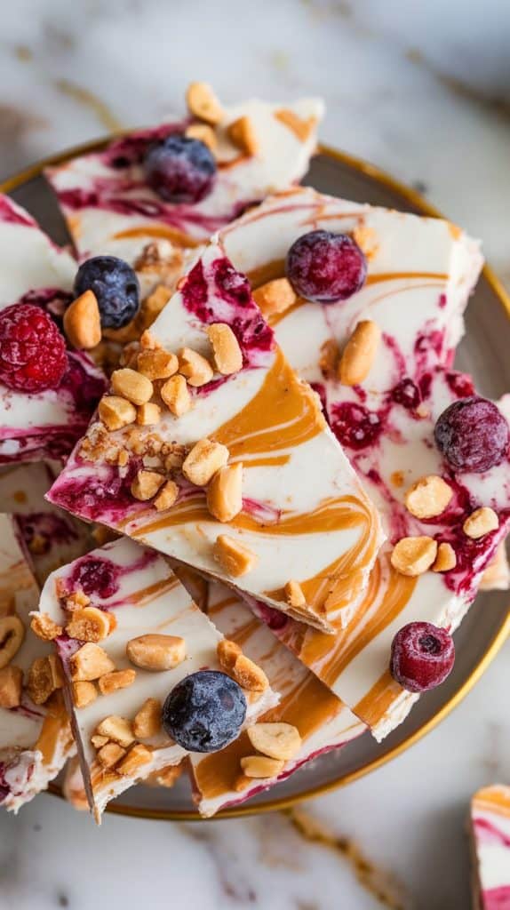 PB+J Frozen Cottage Cheese Bark
