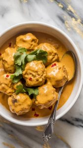 Crockpot Coconut Curry Chicken Meatballs
