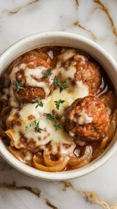 Crockpot French Onion Meatballs