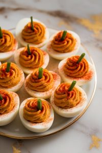 Pumpkin Deviled Eggs with Paprika Dust