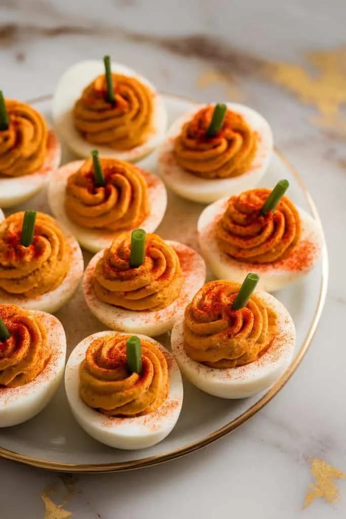 Pumpkin Deviled Eggs with Paprika Dust
