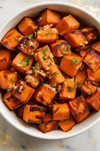 Garlic Parmesan Roasted Sweet Potatoes