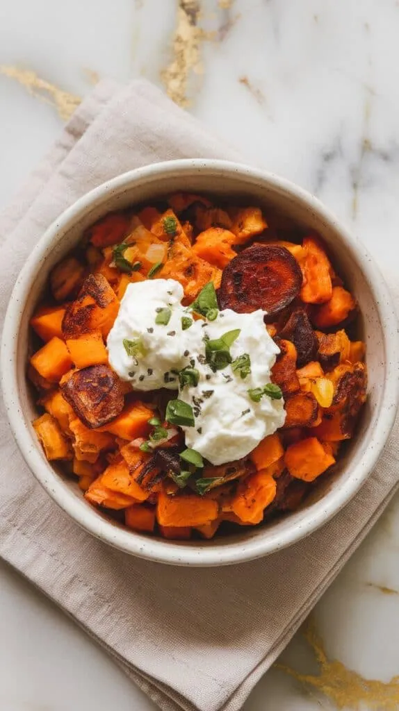 Cottage Cheese & Sweet Potato Breakfast Hash