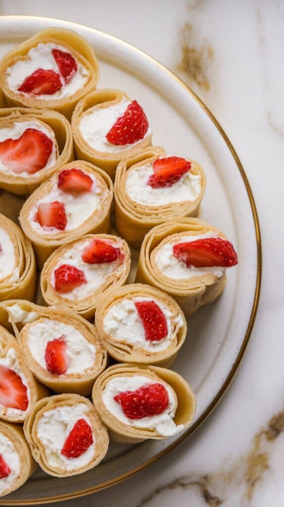 Strawberry Cottage Cheese Crepe Roll-Ups