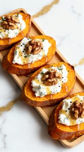 Sweet Potato Crostini with Goat Cheese