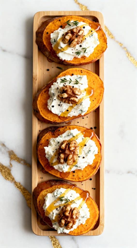 Sweet Potato Crostini with Goat Cheese