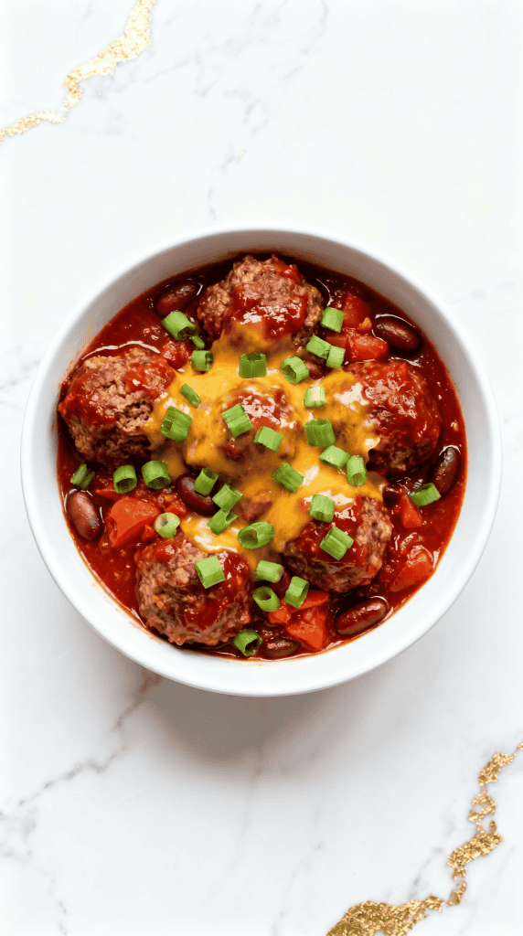Crockpot Chili Cheese Meatballs