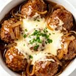 Crockpot French Onion Meatballs