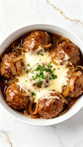 Crockpot French Onion Meatballs