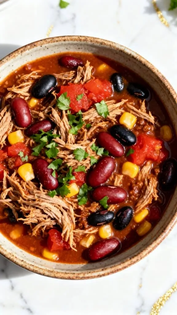 Crockpot BBQ Pulled Pork Chili