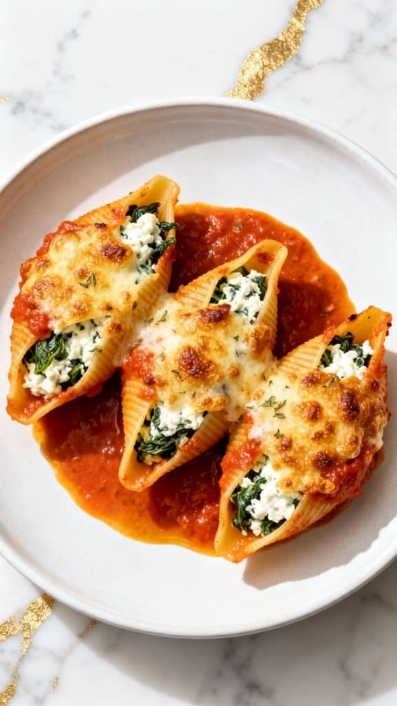 Cottage Cheese and Spinach Stuffed Shells Bake