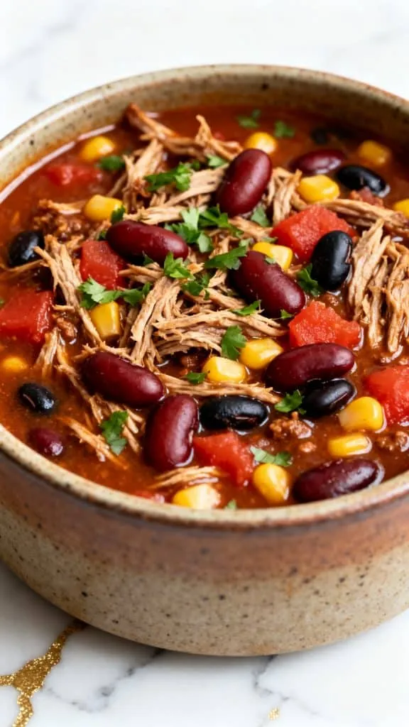 Crockpot BBQ Pulled Pork Chili