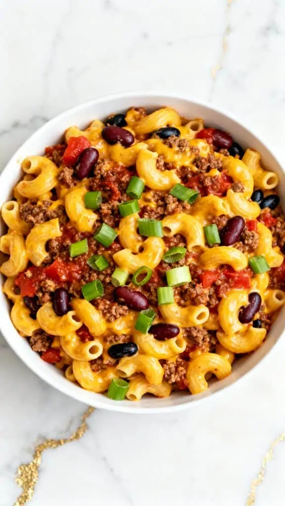 Slow Cooker Cheddar Chili Mac